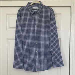 NWOT Mizzen+Main Light Blue Plaid Leeward Dress Shirt Men's XL Trim Fit